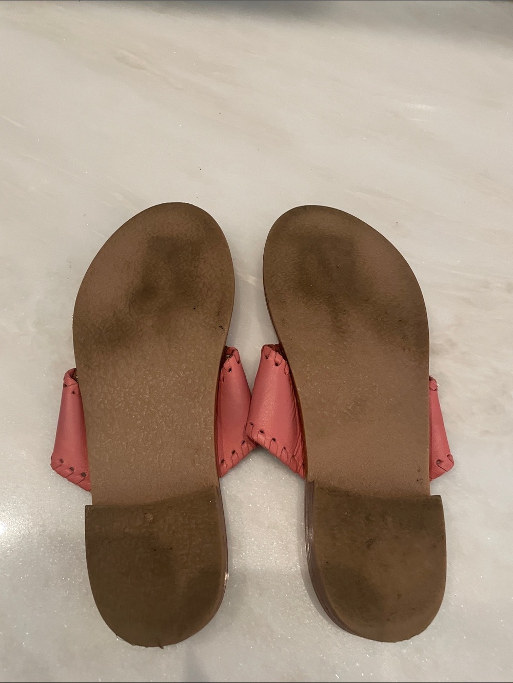 Jack Rogers Coral Pink Leather Thong Sandals - Picture 5 of 5